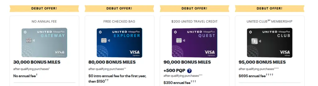 Chase & United Cards Limited Time Debut Offers